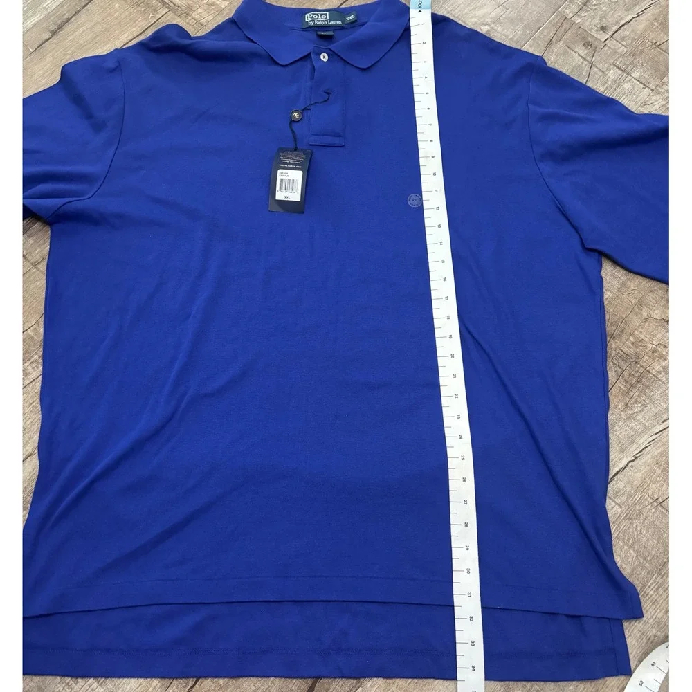 Polo Ralph Lauren Mens Long Sleeve Interlock Polo Shirt Blue Yellow Pony XXL NEW